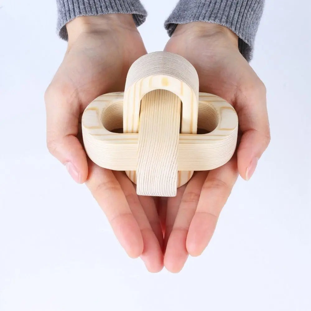 Boho Style Art Craft Wood Knot Ornament Hand-carved 3-Link Chain Wooden Buckle Handmade Wooden Chain Ball Home Decor