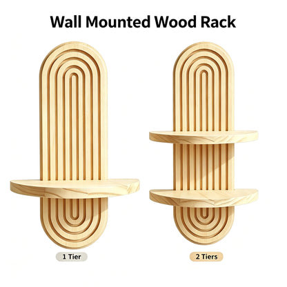 1Pc Boho Style Wooden Wall Shelves - Geometric Wall Mounted Shelves, Natural Wood Finish, Modern Home Decor, Plant Decorative