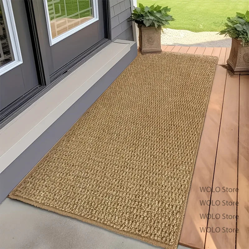 Light Luxury Long Corridor Carpet Home Decoration Solid Tone Faux Sisal Soft Runner Rugs Living Room Entryway Porch Non-slip Mat